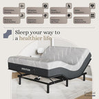 Sven and Son Essential Adjustable Bed Base (Frame) + 14 inch Hybrid Spring Matt (Medium Soft), Easy Assembly, Head and Foot Lift, Memory Positions, Zero Gravity, Wireless Remote - Queen