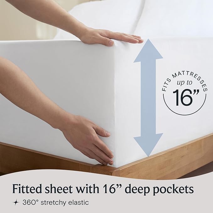 LuxClub 4 PC Full Size Sheet Set Bed Sheets Deep Pockets Wrinkle Free Cooling Bed Sheets Machine Washable Hotel Bedding Silky Soft - White Full