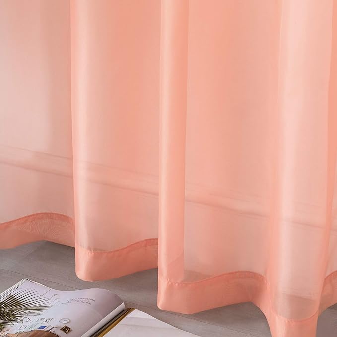 DUALIFE 2 Panels Pink Sheer Curtains 108 Inch Length for Girls Kid Room - Bed Canopy Voile Drape Curtains for Wedding Party Backdrop,52 Wide by 108 Long