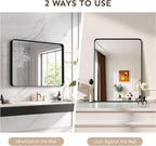 Kosmonia 32x24 Bathroom Vanity Mirror for Wall, Aluminum Framed, Farmhouse Rectangle, Anti-Rust, HD Reflection Anti-Desilvering, Distortion Free, Tempered and Shatter-Proof Wall Mounted Mirror, Black
