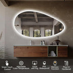 Niccy Irregular LED Bathroom Mirror with Lights, 27x51 Asymmetrical Backlit-Mirror for Wall Mounted, Bathroom Vanity Mirrors with Memory, Dimmable, 3 Colors, Anti-Fog, IP65 Waterproof