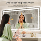 USHOWER LED Bathroom Mirror 72x36 Inch Over Sink - Frameless Tempered Glass LED Backlit Lighted Mirror for Bathroom Vanity with Anti-Fog, 3 Colors Dimmable, Memory Function, Wall-Mounted
