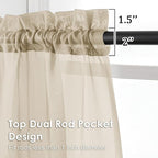 OVZME Taupe Sheer Curtains 54 Inches Long 2 Panels - Soft Light Filtering Window Sheer Panels for Living Room/Bedroom, Top Dual Rod Pocket, 1 Pair, Each 42Wx54L Inches