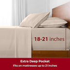 Mellanni Extra Deep Full Sheets - 4 PC Iconic Collection Bedding - Hotel Luxury, Ultra Soft, Cooling Bed Sheets - Wrinkle, Fade, Stain Resistant (Full, Beige)