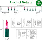 LAMPHOME Super-Bright Extendable Pink Christmas Lights Decoration 150Lights 31.9ft UL Certified Mini Bulb String Lights Set for Outdoor Christmas Tree Garden Holiday Party Patio Wedding Garland Decor