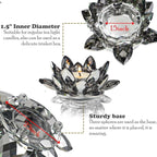 Lotus Black Crystal Tea Candle Holder Crystal Wishing Tealight Candlestick Stand Exquisite Desktop Decoration Holiday Celebration Wedding Restaurant Party Atmosphere Decoration (4 Pcs, Dark Grey)