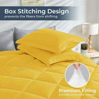 HEVUMYI Queen Comforter Set - 7-Piece All Season Bed in a Bag Queen, Ultra Soft Bedding Set with Comforter, Flat Sheet, Fitted Sheet, Pillowcases, Pillow Shams, Yellow & Light Grey