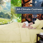 HEVUMYI Cream Yellow Cali-King Comforter Set - 7-Piece All Season Bed in a Bag Cali-King, Ultra Soft Bedding Set with Comforter, Flat Sheet, Fitted Sheet, Pillowcases, Pillow Shams