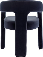 Modern Barrel Dining Chairs Set of 3, Velvet Upholstered Accent Side Chair with Arms Comfy Makeup Vanity Chairs, Dining Living Room Kitchen Chairs, Black
