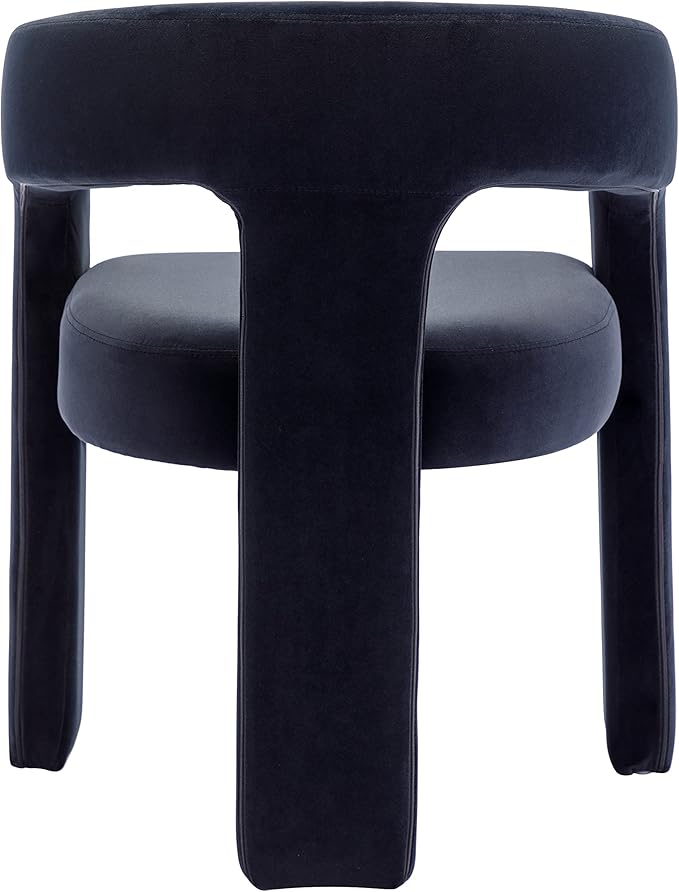 Modern Barrel Dining Chairs Set of 3, Velvet Upholstered Accent Side Chair with Arms Comfy Makeup Vanity Chairs, Dining Living Room Kitchen Chairs, Black
