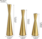 Vixdonos Brass Gold Taper Candle Holders Metal Candlestick Holders Set of 3 Table Mantel Decorative Candle Stand for Dinning,Party，Wedding,Home Decor(Brass Gold)