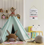 Little Man Cave Wooden Hanging Wall Sign, 8x12 Inch, Farmhouse Wall Decor for Baby Home Bedroom Living Room