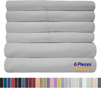 Sweet Home Collection 6 Piece 1500 Supreme Collection Brushed Microfiber Deep Pocket Sheet Set-2 Extra Pillow Cases, Great Value, Split King, Silver