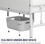 Yaheetech Classic Metal Platform Bed Frame Mattress Foundation with Victorian Style Iron-Art Headboard/Footboard/Under Bed Storage/No Box Spring Needed/Queen Size White