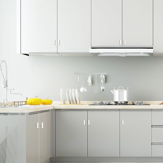 Bar Cabinet Pulls - 2 Pack Square Brushed Nickel Drawer Knobs, Stainless Steel Single Hole Cupboard Hardware