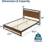 ZINUS Suzanne Bamboo and Metal Platform Bed Frame with Headboard Shelf and USB Ports, No Box Spring Needed, Wood Slat Support, Easy Assembly, King