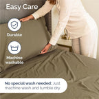 Full 6 Piece Sheet Set - Comfy Breathable & Cooling - Ultra Soft Hotel Luxury Bedding Set with 8-16 Inch Deep Pockets - 1 Flat & 1 Fitted Sheet & 4 Pillowcases - Cozy, Wrinkle Free & Easy Care - Khaki