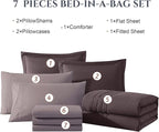 Monbix King Size Comforter Set - 7 Pieces Bed in a Bag King, ltalian Plum Bedding Sets with Comforter, All Seasons Down Alternative Comforter Bed Set with Sheets, Pillowcases & Shams