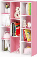 Furinno LUDER Book Shelf, 11-Cube Bookshelf, Reversible Bookcase, 9.4" x 29.1" x 41.7", for Living Room, Bedroom, Home Office, White/Pink