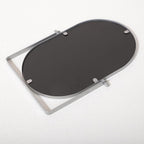 Bathroom Rectangle Desktop Makeup Mirror with Silver Metal Standing 180° Rotation Vanity Table Mirror Portable Cosmetic Mirror for Dressing Room Bedroom