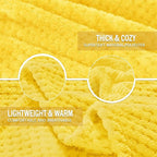 Exclusivo Mezcla Fleece Throw Blanket Extra Large, Super Soft and Warm Blankets for Couch, Sofa and Bed Waffle Textured, Cozy, Fuzzy and Lightweight (Vibrant Yellow, 50x70 Inches)