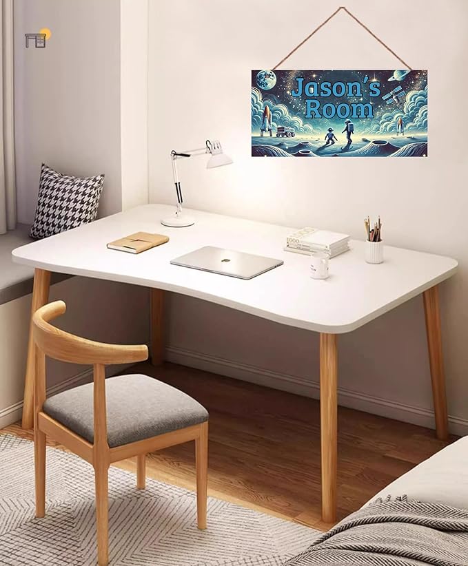 Personalized Name's Door Sign For Boys Room, Outer Space Theme Wall Art Decor, Astronaut Art Nursery Kids Room Decor