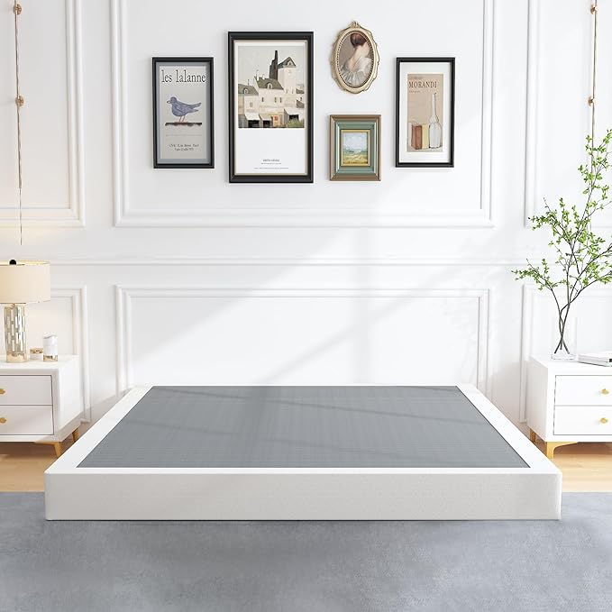 ALDRICH 5 Inch Heavy Duty Metal Box Spring Mattress Foundation 3000lbs Max Weight Capacity/Non-Slip/No Noise/Easy Assembly/Easy Clean Cover,Queen