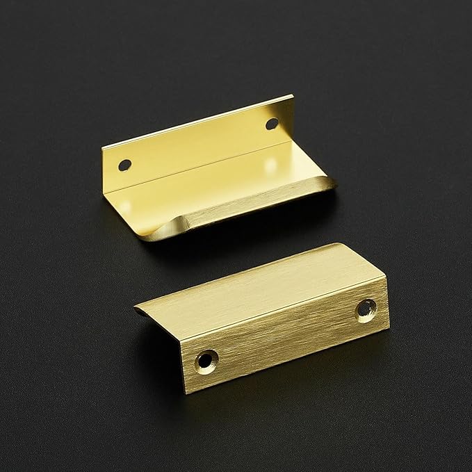 Ravinte Hardware 8 Pack Gold Cabinet Handles, 3 Inch (76mm) Finger Edge Pulls, 2 Inch Hole Center, Finger Pulls for Cabinets