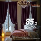 Lazzzy Velvet Blackout Curtains Thermal Insulated Room Window Drapes Super Soft Luxury Curtains for Living Room Bedroom Rod Pocket 2 Panels, Lavender Purple, 52" W x 96" L