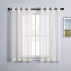 NICETOWN Sheer Window Curtain Drapes for Kitchen, Grommet Voile Sheer Solid Curtain Panels Lightweight & Airy Window Treatment for Flat, Beige, W54 x L54, Sold by 1 Pair