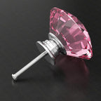 Tomorotec 12-Pack 40mm Crystal Pink Glass Cabinet Drawer Pulls, Diamond Drawer/Cupboard Knobs with Screws, Crystal Knobs w/Silver Base, Home Decor for Kitchen, Dresser, Wardrobe, Desk (1.6 in / 40mm)