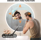 30'' Circle LED Mirror, Frameless Round Smart Mirror with Backlit & Half Moon Light, Anti-Fog, 3 Color Modes, Dimmable Wall-Mounted LED Vanity Mirrors for Bathroom, Bedroom, Entryway