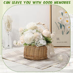Tigeen Artificial Flowers Artificial Peonies Silk Flowers Faux Peony Fake Peony Silk Hydrangea Bouquet for Wedding Table Centerpiece Floral Vase Decor(Champagne White,12 Bundles)