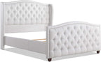 Jennifer Taylor Home Marcella Upholstered Shelter Headboard Bed Set, Queen, Bright White Polyester