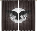 Cool Raven Print Curtains,Vintage Nordic Viking Theme Dead Tree Crow Full Moon Window Drapes Thermal Insulated Rod Pocket Blackout Drapes for Bedroom 2 Panels 63L x 36W