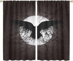 Cool Raven Print Curtains,Vintage Nordic Viking Theme Dead Tree Crow Full Moon Window Drapes Thermal Insulated Rod Pocket Blackout Drapes for Bedroom 2 Panels 63L x 36W