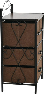 Household Essentials Victorian Style 4-Drawer Storage Organizer Unit, Black and Brown