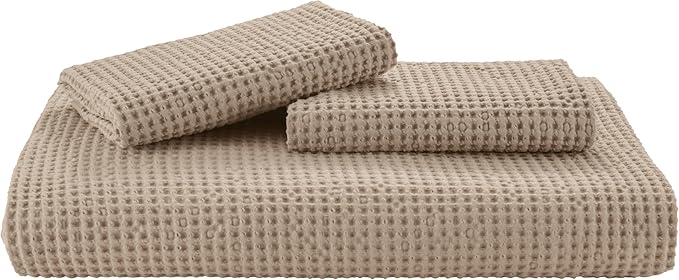 Bedsure Cotton Duvet Cover Set - 100% Cotton Waffle Weave Khaki Duvet Cover Oversized Queen Size, GentleSoft™ and Breathable Bedding Set for All Season, 3 Pieces, 98"x98"