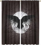 Cool Raven Print Curtains for Bedroom - Vintage Nordic Viking Theme Dead Tree Crow Full Moon Window Drapes,Energy Saving Thermal Insulated Rod Pocket Bedroom Blackout Curtains 2 Panels 54L x 21W