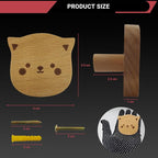 6PCS Wooden Cat Shaped Cabinet Knobs, Cabinet Handles, Single Hole Beech Wood Handles, Wood Hooks with Full Set of Screw Accessories