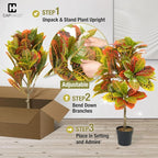Fencer Wire 42 Inch Artificial Topiary Croton Tree, UV Resistant Artificial Outdoor Plants, Faux Bushes and Shrub, Fake Trees in Pot with Dried Moss, Artificial Plants for Front Porch, Indoor, Outdoor
