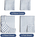 Twin XL 4 Piece Sheet Set - Comfy Breathable & Cooling - Soft Hotel Luxury Bedding Set with 8-16 Inch Deep Pockets - 1 Flat & 1 Fitted Sheet & 2 Pillowcases - Wrinkle Free & Easy Care - Blue Stripes 2
