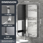 PAIHOME 24x36-Inch Brushed Nickel Bathroom-Vanity-Mirror for Wall - 304 Stainless Steel Silver Frame Bathroom Mirrors, Rectangle Farmhouse Mirror, Vertical Or Horizontal Hanging Modern Mirror