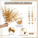 Giegxin 200pcs Artificial Eucalyptus Plant, 15in Gold, for Home Decor, Wedding Centerpiece