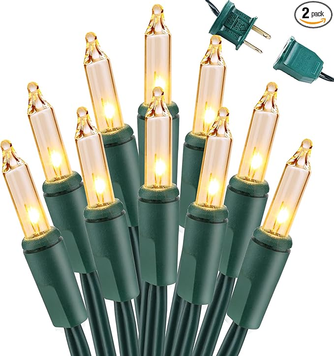Brizled Warm White Incandescent Christmas Lights, 300 Count 69.6ft Connectable, Clear Mini String Lights for Indoor/Outdoor Decor