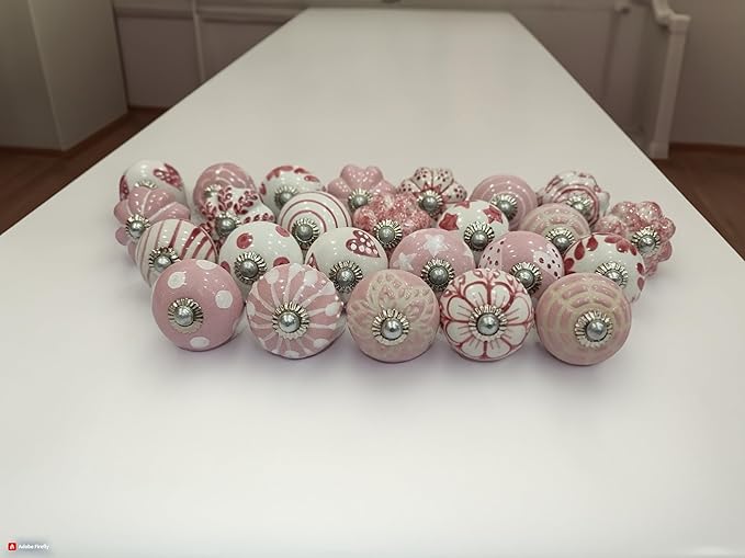 Dresser Knobs for Cabinets and Drawers - Assorted Multicolor Ceramic Pull Handle for Kitchen Cupboard Wardrobe Decorative Furniture Hardware - Pack of 25