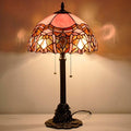 Tiffany Stained Glass Table Lamp 12X12X21Inch Resin Base Desk Bedroom Living Room Reading Light (Pink Jewelry)