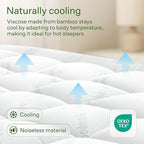 Ultra Soft Queen Size Mattress Topper - Viscose Made from Bamboo Pillow Top Mattress Pad for Back Pain Relief - Naturally Cooling for Hot Sleepers, White