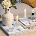 12pcs Clear Taper Candle Holders, Glass Candlestick Holders, Tea Light Candle Holder for Fall Wedding Centerpieces Table Decorations, Votive Candle Holders for Table Decor