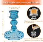 Glass Candlestick Holder,Striped Taper Candle Holders,Set of 6 Candle Stand for Table Centerpieces, Home Decor,Weddings,Festival and Parties (Blue Stripe Pattern)